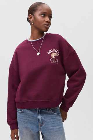 Sweat-shirt coton imprimé - Rouge