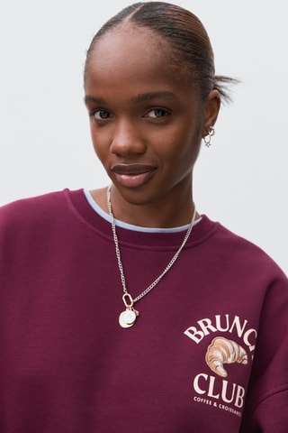 Sweat-shirt coton imprimé - Rouge
