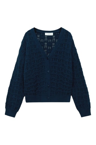 Cardigan maille ajourée - Bleu
