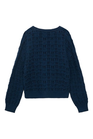 Cardigan maille ajourée - Bleu