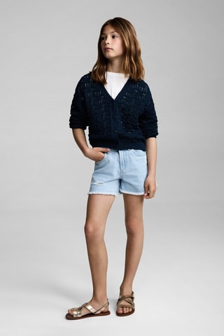 Cardigan maille ajourée - Bleu