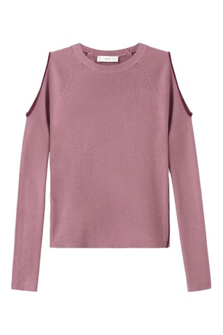 Pull en maille à découpe - Rose clair