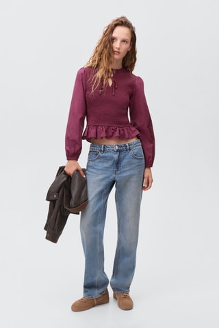 Blouse froncée nœuds - Marron