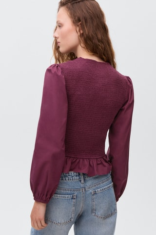 Blouse froncée nœuds - Marron