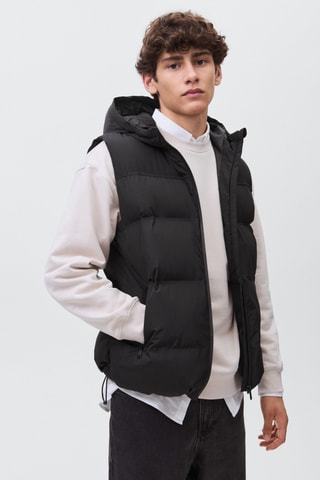 Gilet matelassé à capuche - Noir