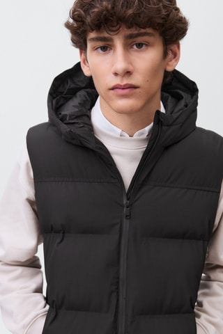 Gilet matelassé à capuche - Noir
