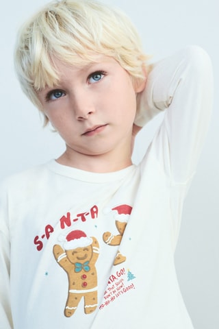 T-shirt imprimé Noël - Écru