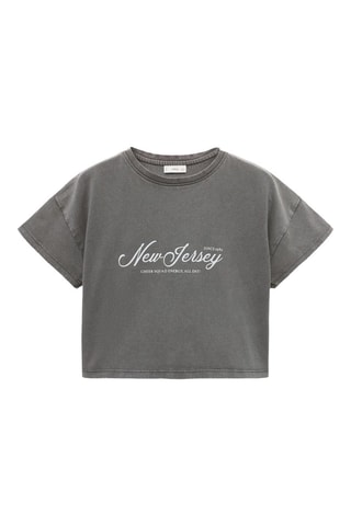 T-shirt crop imprimé - Gris