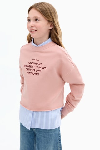 Sweater message imprimé - Rose