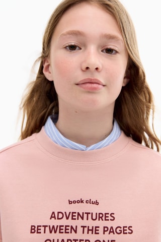 Sweater message imprimé - Rose