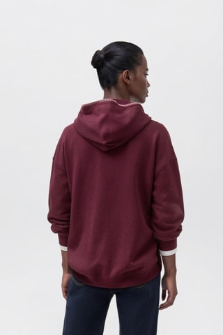 Sweat-shirt brodé capuche - Rouge