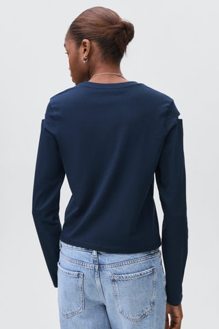T-shirt coton à découpe - Bleu marine
