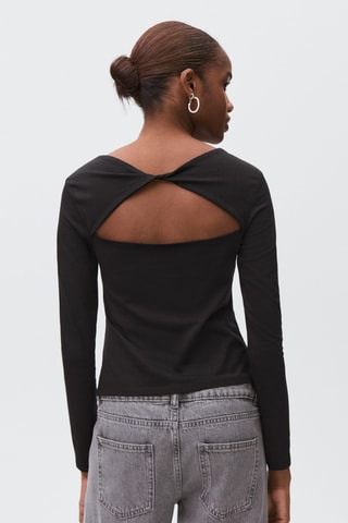T-shirt ouverture au dos - Noir