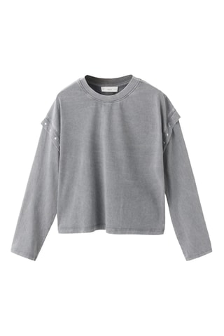 T-shirt détail perles - Anthracite