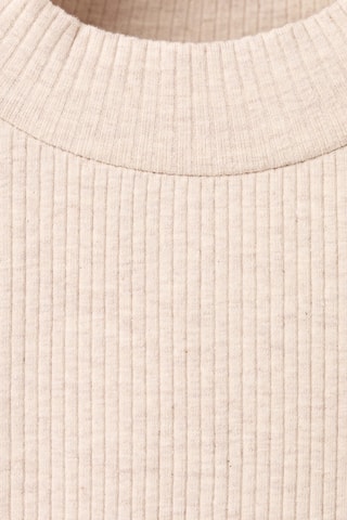 T-shirt côtelé col roulé - Beige