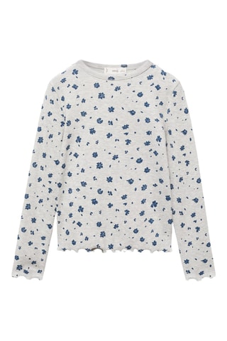 T-shirt imprimé fleuri - Gris clair