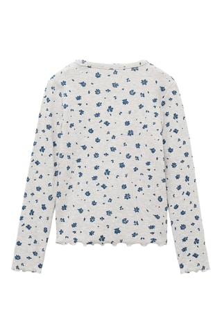 T-shirt imprimé fleuri - Gris clair