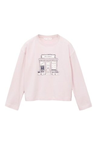 T-shirt manches longues imprimé - Marron clair