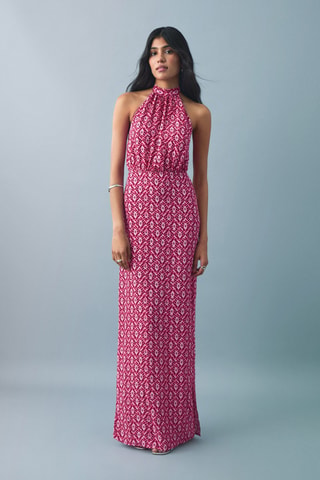 Robe imprimé emmanchures américaines - Rose