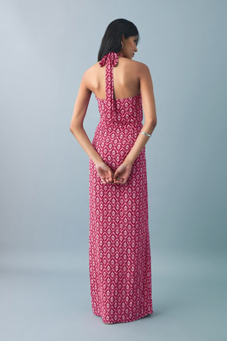 Robe imprimé emmanchures américaines - Rose
