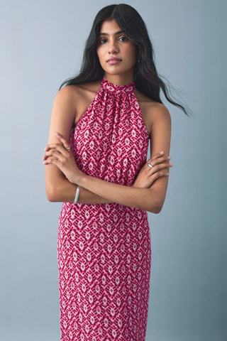 Robe imprimé emmanchures américaines - Rose
