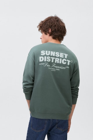 Sweat-shirt coton imprimé combiné - Bleu
