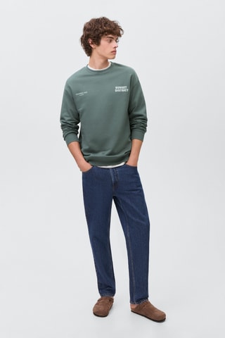 Sweat-shirt coton imprimé combiné - Bleu