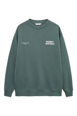 Sweat-shirt coton imprimé combiné - Bleu