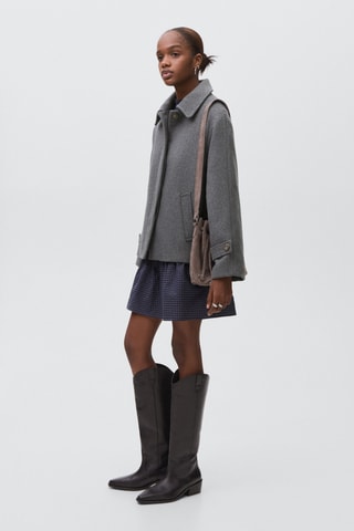 Manteau drap de  laine - Gris