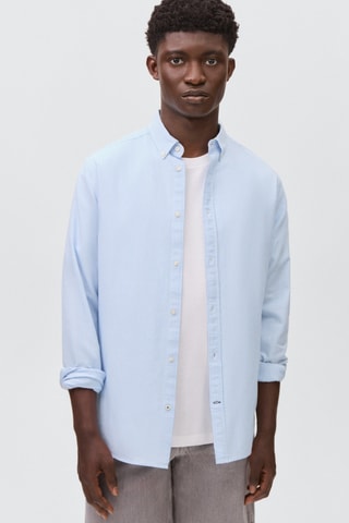 Chemise oxford rayée - Bleu