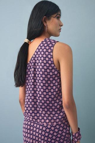 Blouse asymétrique col noué - Rouge