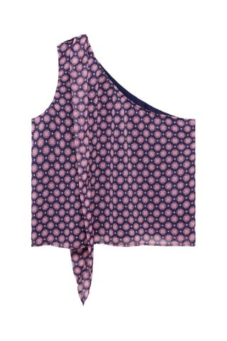 Blouse asymétrique col noué - Rouge