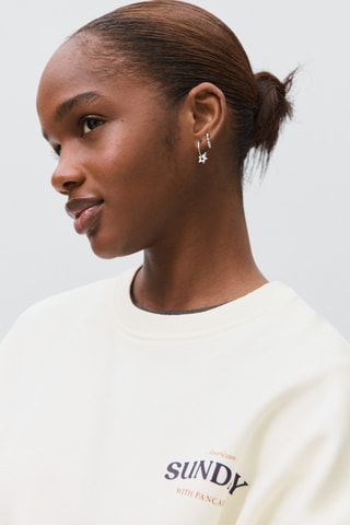 Sweat-shirt coton imprimé - Blanc