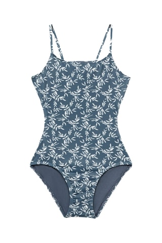 Maillot de bain imprimé feuilles - Noir