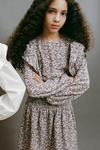 Robe à fleurs à volants - Violet