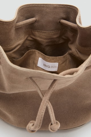 Sac seau cuir à franges - Beige
