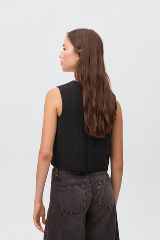 Gilet broderie fleurs - Noir