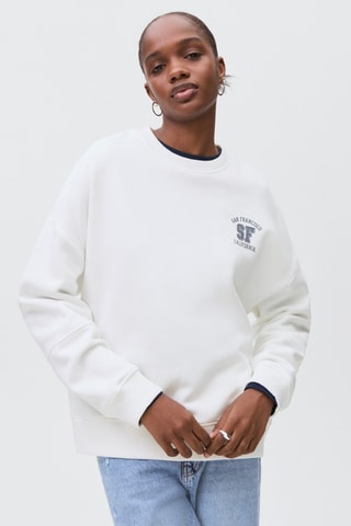 Sweat-shirt coton imprimé - Blanc