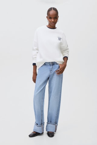 Sweat-shirt coton imprimé - Blanc