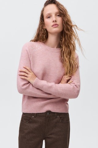 Pull-over maille clouté - Rose