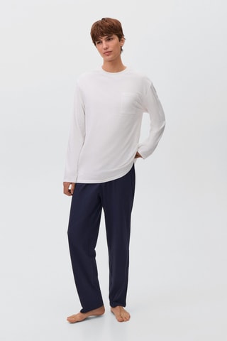 Pyjama long en coton - Bleu marine