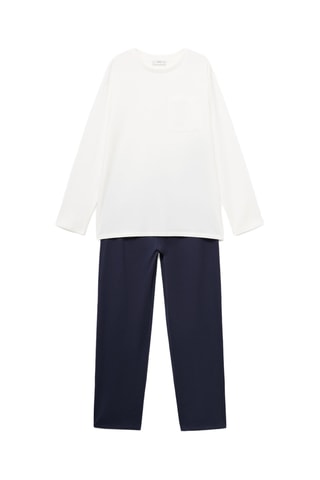 Pyjama long en coton - Bleu marine