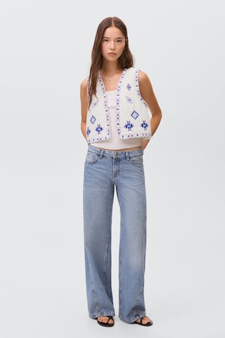 Gilet broderie ethnique - Blanc