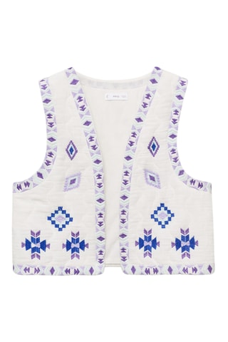 Gilet broderie ethnique - Blanc