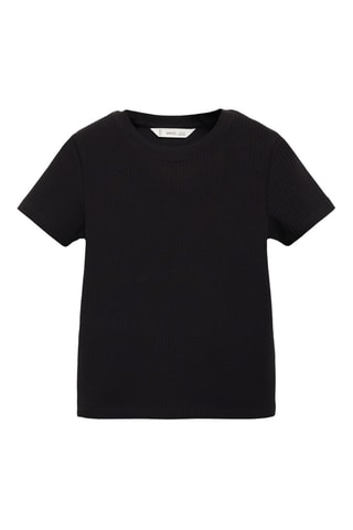 T-shirt coton côtelé - Noir