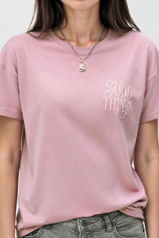 T-shirt imprimé manches courtes - Rose