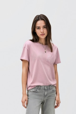 T-shirt imprimé manches courtes - Rose