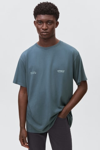 T-shirt coton imprimé - Bleu foncé