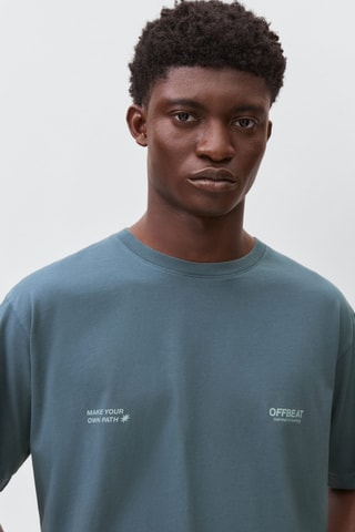 T-shirt coton imprimé - Bleu foncé