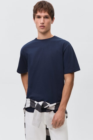 T-shirt manches à revers - Bleu marine